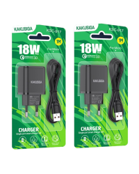 Зарядное устройство KAKUSIGA KSC-917 | 18 Вт | 3A + кабель USB-C 1 м черный