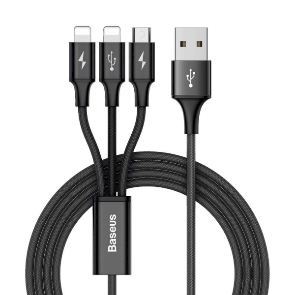 Baseus Rapid Series USB cable 3in1 Lightning / Micro USB 1,2m - Black