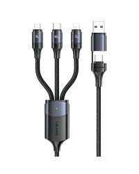 USAMS Kabel U71 3w1 1.2m 6A Fast Charge czarny|black (USB|USB-C na lightning|microUSB|USB-C) SJ511USB01 (US-SJ511)