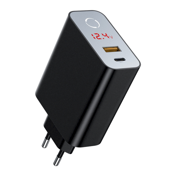 Baseus Speed PPS CCFSEU907-01 Сетевое зарядное устройство USB-C / 45W / 5A / Quick Charge 3.0 / LCD / Smart OFF Черное