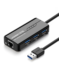 Ugreen 20265 USB-A | RJ45 1000 Mbps HUB 3x USB 3.0 сетевой адаптер - черный