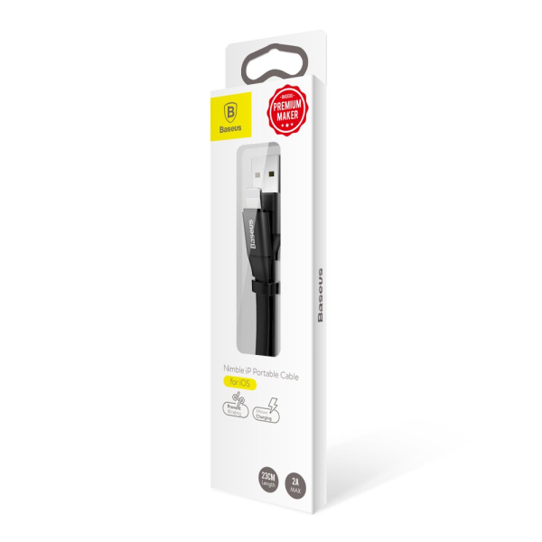Обложка книги «Baseus Nimble Flat Portable USB / Lightning Cable with Buckle 2A 0,23M black (CALMBJ-B01)»