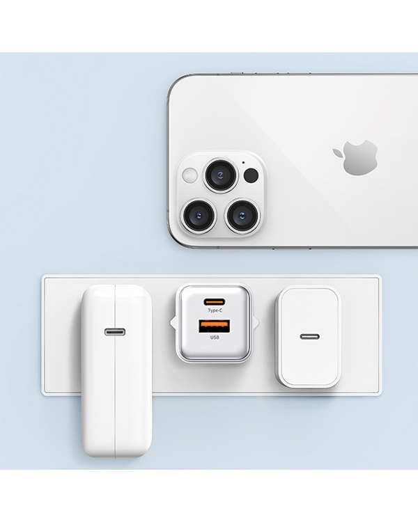 Дополнительное изображение книги «USAMS Ład. siec. 1xUSB+1xUSB-C PD30W 3A (only head) PD3.0 Fast Charging czarny|black X-ron Series CC189TC01 (US-CC189)»