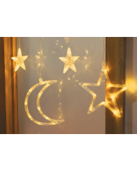 Светодиодный занавес MOON | Звезды и луны | теплый белый свет
