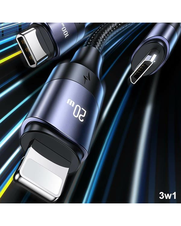 Дополнительное изображение книги «USAMS Kabel U71 3w1 1.2m 6A Fast Charge czarny|black (USB|USB-C na lightning|microUSB|USB-C) SJ511USB01 (US-SJ511)»