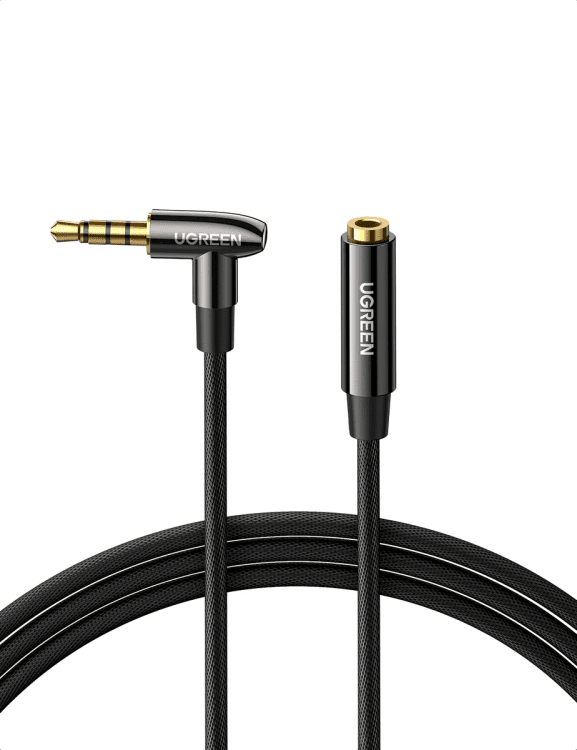 Обложка книги «UGREEN AV188 mini jack 3.5mm AUX elbow cable, 2m (black)»