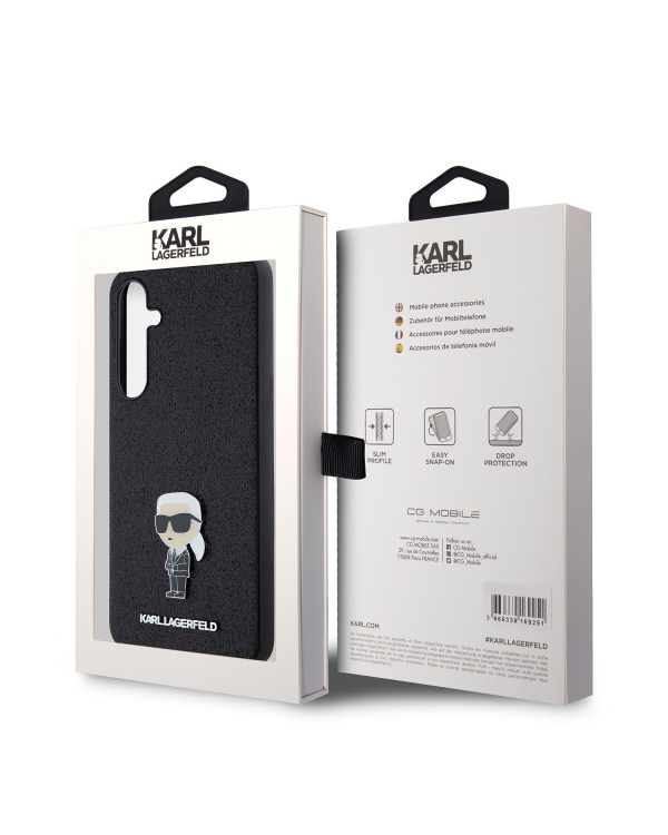 Чехол Karl Lagerfeld Fixed Glitter Metal Ikonik для Samsung Galaxy A55 5G черный