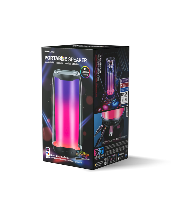WK Design portable wireless Bluetooth 5.0 speaker RGB 2000mAh black (D31 black)