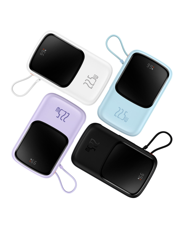 Baseus Qpow power bank 10000mAh built-in USB Type-C cable 22.5W Quick Charge SCP AFC FCP blue (PPQD020103)