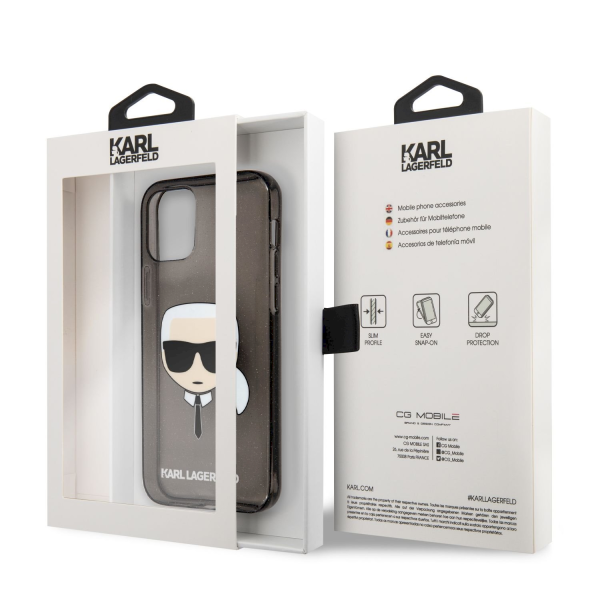 Обложка книги «KLHCP13SKHTUGLB Karl Lagerfeld TPU Full Glitter Karl Head Case for iPhone 13 mini Black»