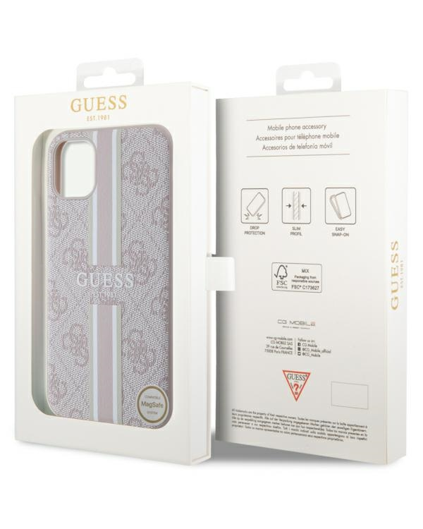 Guess GUHMN61P4RPSP iPhone 11 | Xr różowy|pink hardcase 4G Printed Stripes MagSafe