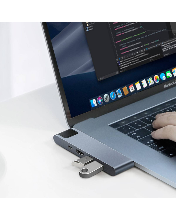 Baseus CAHUB-L0G 7 in 1 Приставка для MacBook | HDMI | 2 x USB 3.0 | USB-C | RJ45 | SD | Micro SD Thunderbolt C+