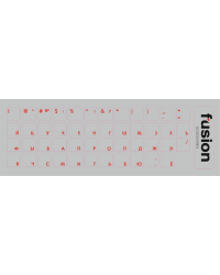 Fusion Ламинированные Наклейки для Клавиатуры RU красные / прозрачные