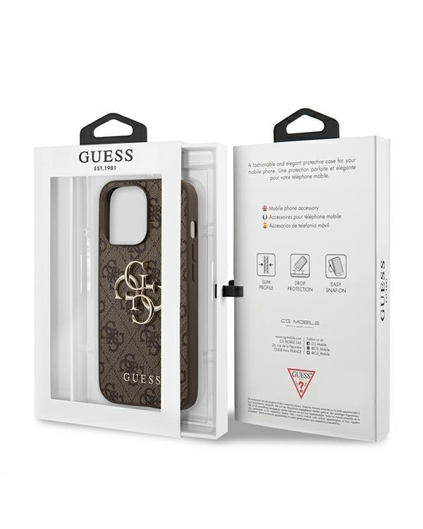 Guess GUHCP13L4GGMBR iPhone 13 Pro hardcase 4G Big Metal Logo коричневый