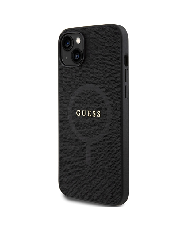 Guess GUHMP15SPSAHMCK iPhone 15 6.1" czarny|black hardcase Saffiano MagSafe
