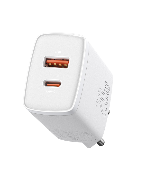 Baseus Compact quick charger USB Type C | USB 20 W 3 A Power Delivery Quick Charge 3.0 white (CCXJ-B02)