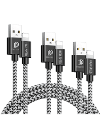 Dux Ducis K-ONE Series set 3x USB - Lightning nylon cable (0.25 m, 1 m, 2 m) 2 A black