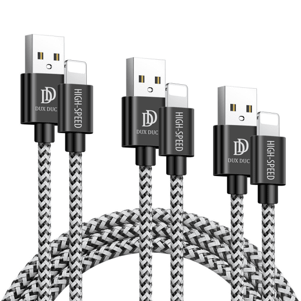 Обложка книги «Dux Ducis K-ONE Series set 3x USB - Lightning nylon cable (0.25 m, 1 m, 2 m) 2 A black»