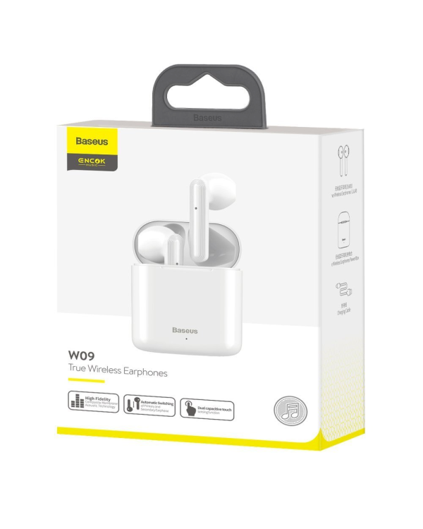 Baseus W09 беспроводные наушники с микрофоном (MWP22ZM/A) белые