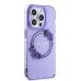 Guess PC|TPU Flowers Ring Glossy Logo MagSafe  Чехол для iPhone 15 Pro Max фиолетовый