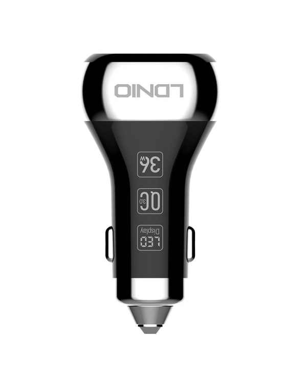 Автомобильное зарядное устройство LDNIO C2, 2x USB, QC 3.0, LED, 36 Вт (черный)