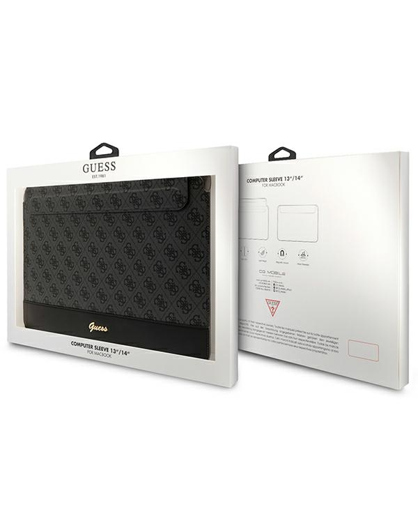 Guess Sleeve GUCS14PS4SGK 14" czarny| black 4G Stripe Metal Logo