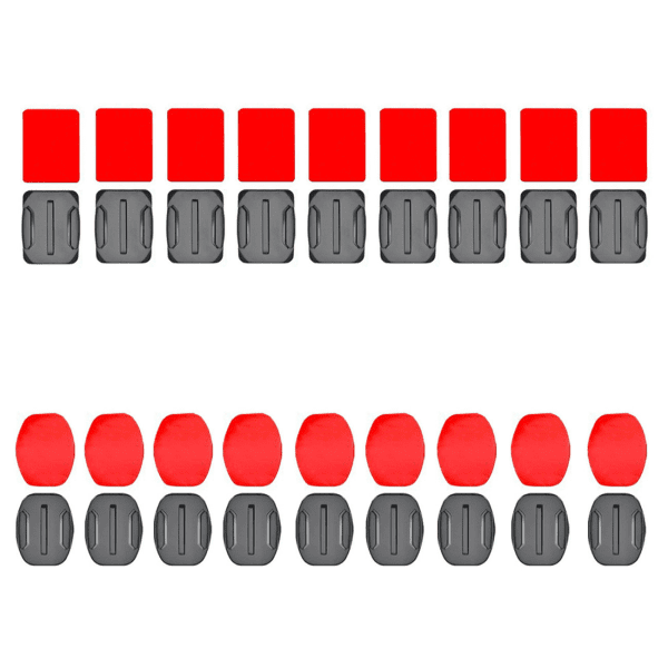 Set of flat and rounded mounting bases for GoPro, DJI Osmo Action, EKEN, SJCam, Insta360 sports cameras with 3M tapes - 9 pieces