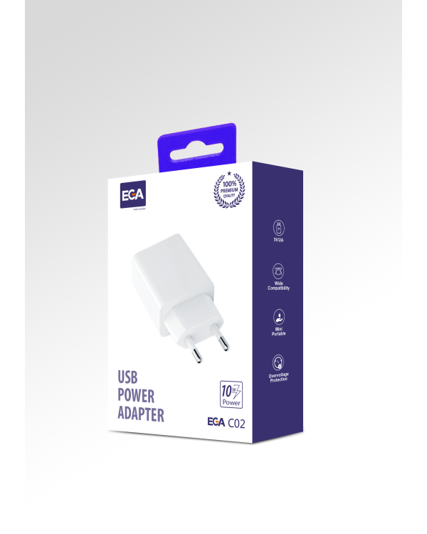 Зарядное устройство EGA C02 USB 5V | 2A белый (повреждённая упаковка)