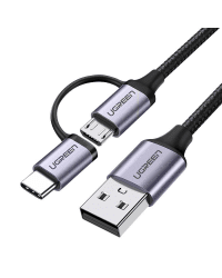 2in1 USB cable UGREEN Type-C / Micro USB, QC 3.0, 1m (black)