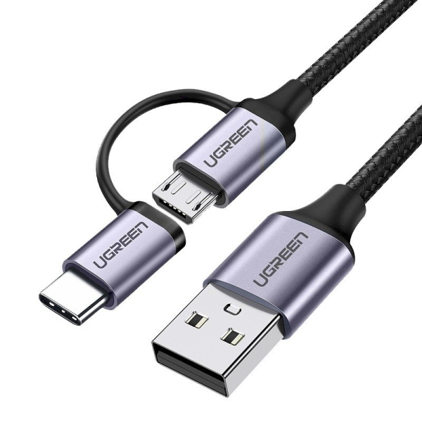 2in1 USB cable UGREEN Type-C / Micro USB, QC 3.0, 1m (black)