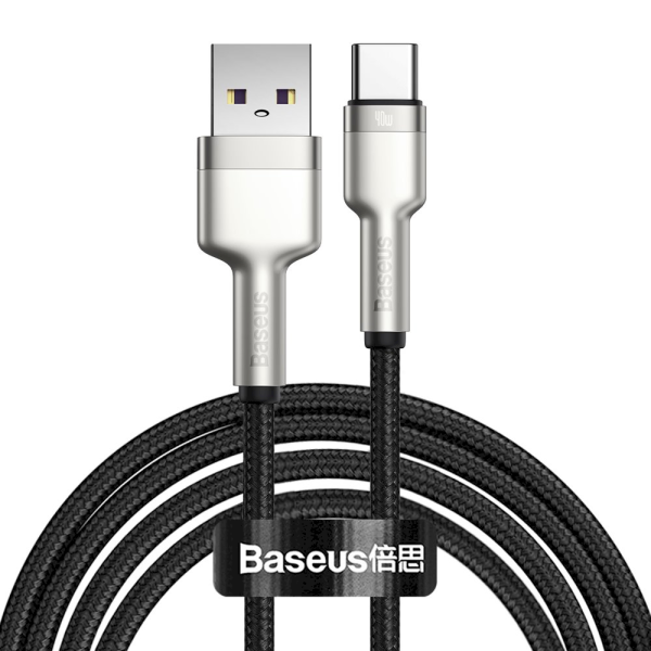 Baseus Cafule Series Metal Data USB - USB Typ C 40 W cable (10 V / 4 A) SCP (Huawei SuperCharge Protocol) 2 m black (CATJK-B01)