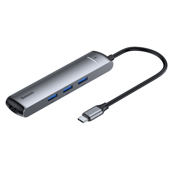 Baseus CAHUB-J0G 6 in 1 Приставка для MacBook | 1 x HDMI | 3 x USB 3.0 | USB-C | RJ45 | PD