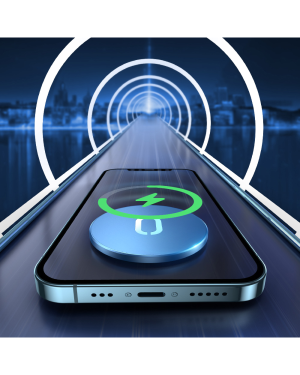 Joyroom wireless Qi charger 15 W for iPhone (MagSafe compatible) + USB Type C cable blue (JR-A28)