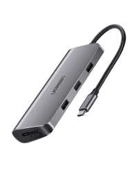 UGREEN 8in1 Adapter USB-C to HDMI 4K, 3x USB 3.0, Type-C, RJ45, SD, Micro SD (gray)