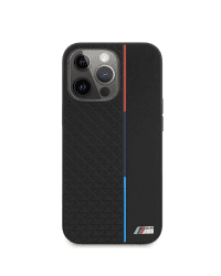 BMHCP13LTRTBK BMW PU Triangles Tricolor Line Case for iPhone 13 Pro Black