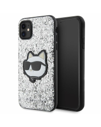 Оригинальный чехол KARL LAGERFELD Glitter Choupette Patch KLHCN61G2CPS для Iphone 11| Xr серебристый
