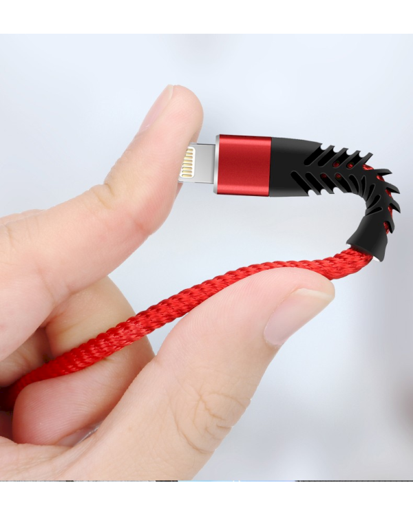 Кабель Fusion Fishbone USB-A - USB-C, 30 Вт / 3А / 1,5 м красный