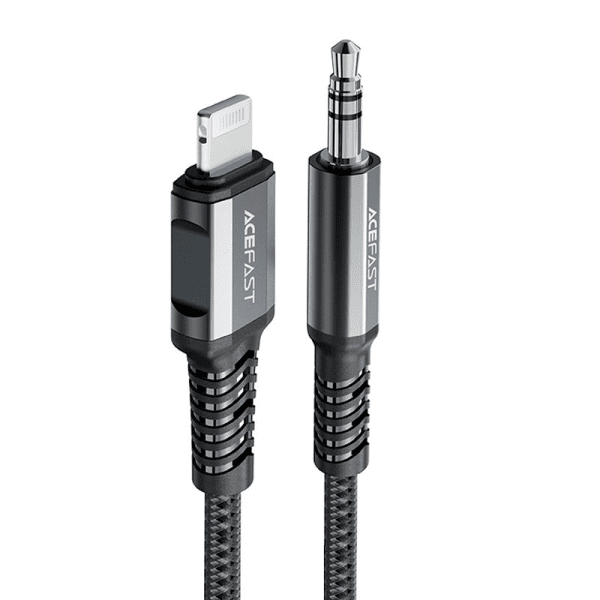 Acefast audio cable MFI Lightning - 3.5mm mini jack (male) 1.2m, AUX gray (C1-06 deep space gray) Acefast audio cable MFI Lightning - 3.5mm mini jack (male) 1.2m, AUX gray (C1-06 deep space gray)