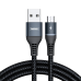 Remax Durable Nylon Braided Wire USB - micro USB cable with LED light 2,4 A 1 m black (RC-152m black)