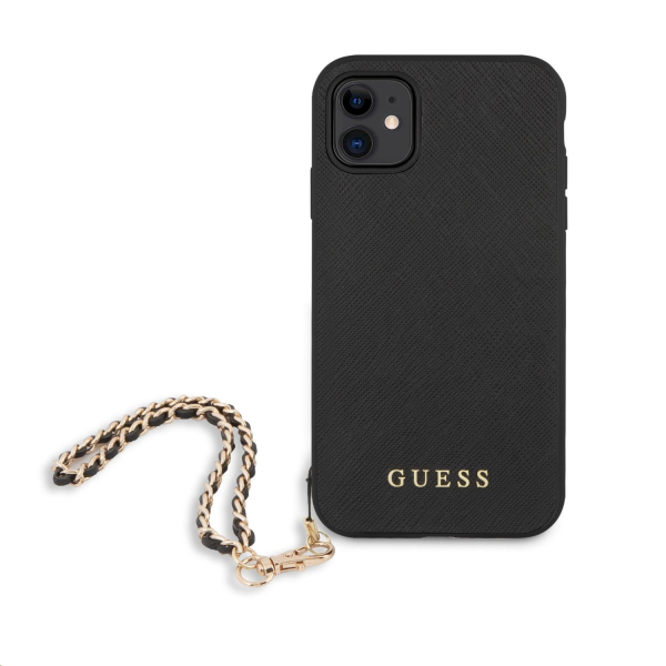 Обложка книги «GUHCN61SASGBK Guess PU Saffiano Gold Chain Case for iPhone 11 Black»