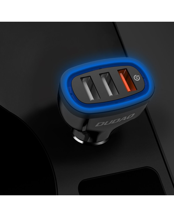 Dudao Car Charger Quick Charge Quick Charge 3.0 QC3.0 2.4A 18W 3x USB Black (R7S black)
