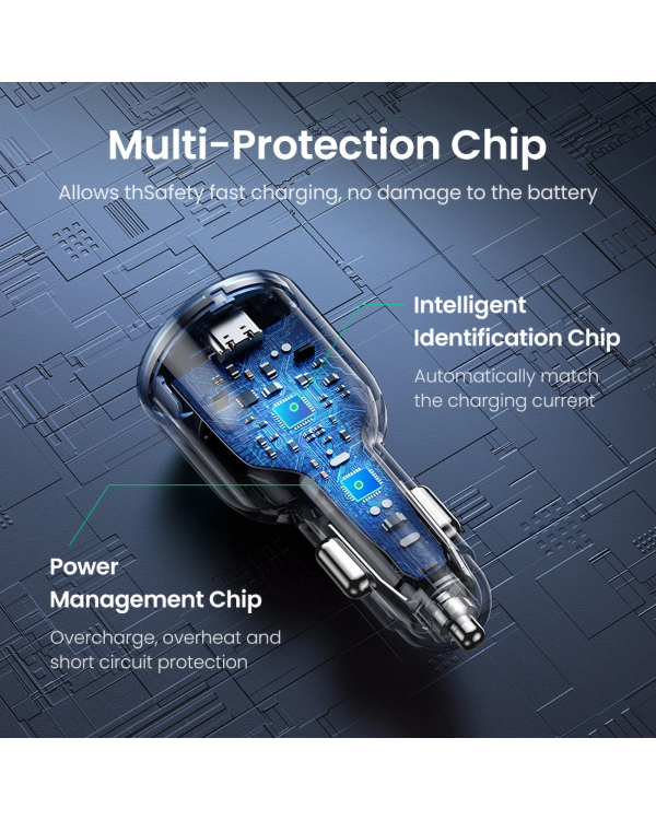 Автомобильное зарядное устройство Ugreen CD293 2x USB-C PD и 1x USB-A 130 Вт - черный