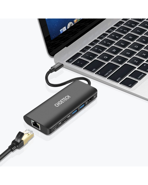 Дополнительное изображение книги «Choetech docking station adapter hub USB Typ C 6in1 100W PD black (HUB-M05)»