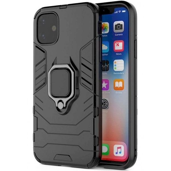 Fusion Armor Ring Back Case Силиконовый чехол с магнитом для Apple iPhone X / XS Черный