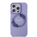 Guess PC|TPU Flowers Ring Glossy Logo MagSafe  Чехол для iPhone 15 Pro Max фиолетовый