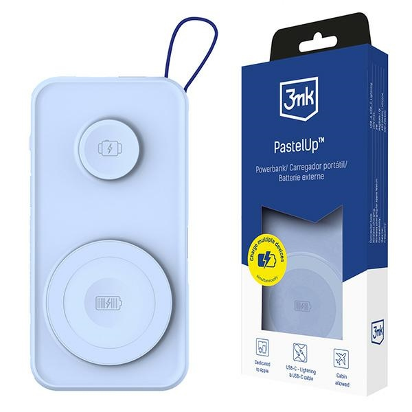 3MK Powerbank PastelUp 10,000mAh 22.5W z Magsafe + ładowanie Apple Watch niebieski 3MK Powerbank PastelUp 10,000mAh 22.5W z Magsafe + ładowanie Apple Watch niebieski
