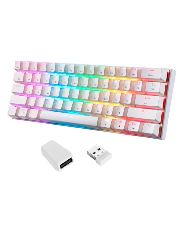 Беспроводная механическая клавиатура Motospeed SK62 White (синий переключатель)