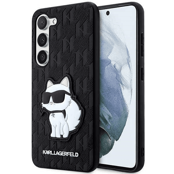 Обложка книги «Karl Lagerfeld KLHCS23SSAKLHCPK S23 S911 hardcase czarny|black Saffiano Monogram Choupette»