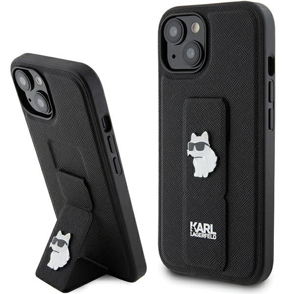 Karl Lagerfeld KLHCP15MGSACHPK iPhone 15 Plus | 14 Plus 6.7" |черный жесткий чехол Gripstand Saffiano Choupette Pins