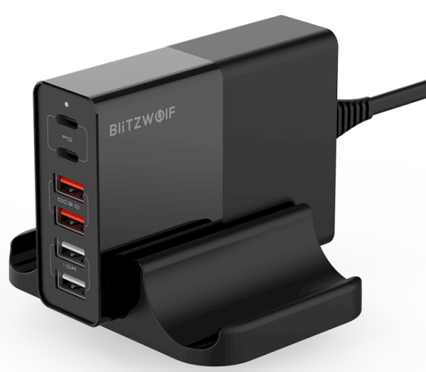 6x USB charger Blitzwolf BW-S16, QC 3.0, PD3.0, 75W (Black)